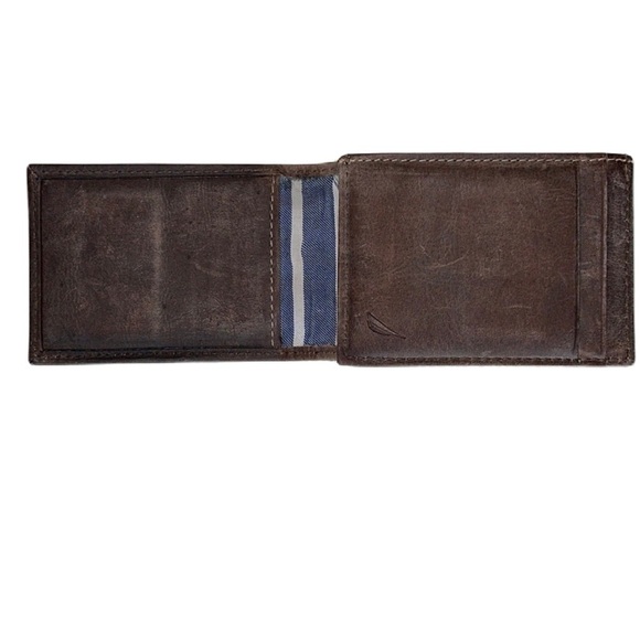 ⭐️HP⭐️ Mens Nautica brown leather magnetic bifold card wallet VGUC - Picture 5 of 6